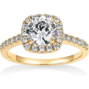 Women's 14K Gold Plated Square Halo Engagement Rings | Premium Cubic Zirconia